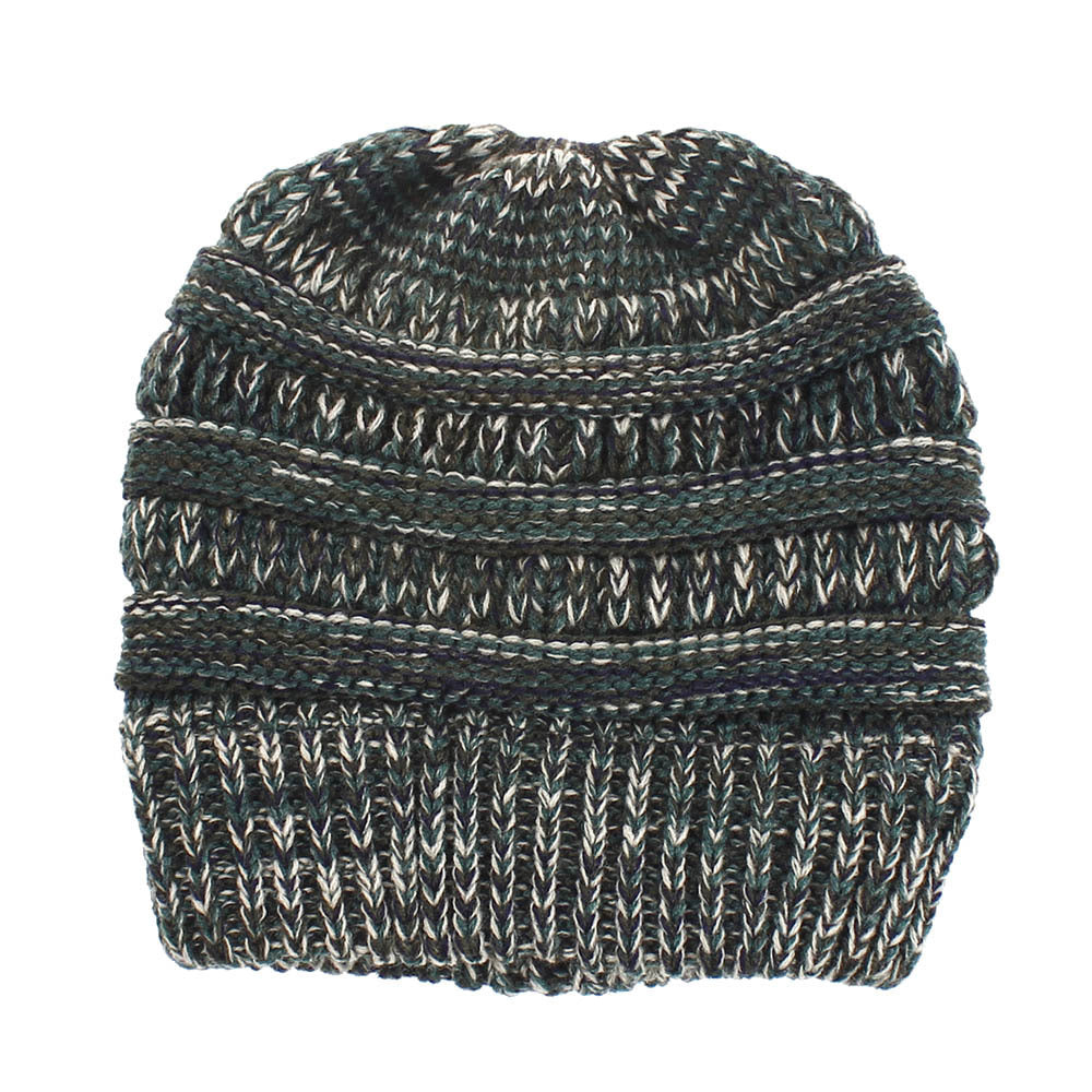 Wholesale Mixed Color Knitted Acrylic Beanie Women's Ponytail Hat